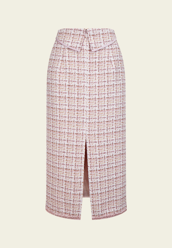 Checked Flap-detail Slit-detail Skirt