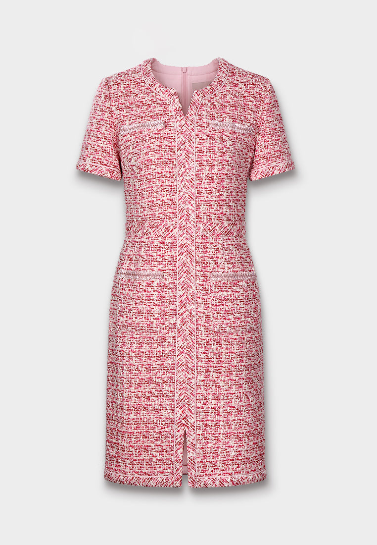 Crimson Weave Pocket Dress