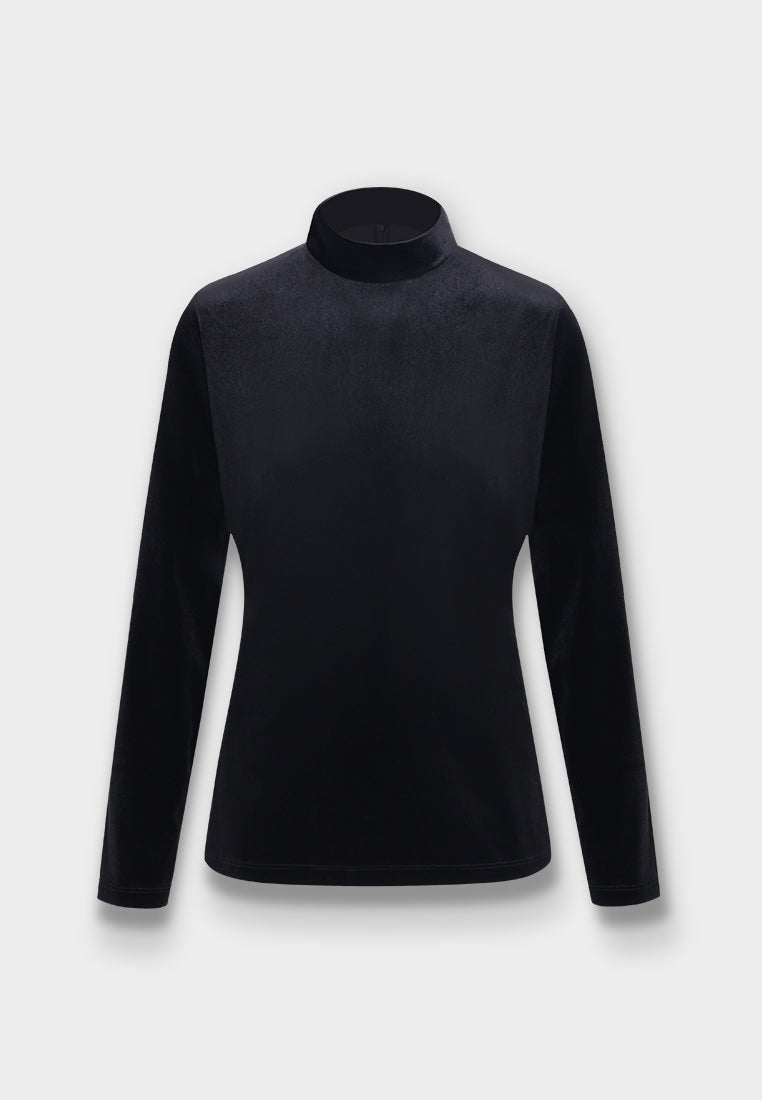 Noir Velours Mock Neck Top