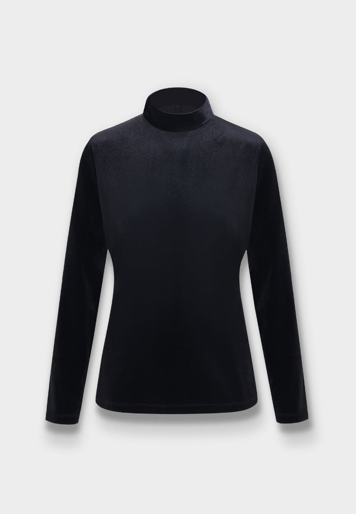 Noir Velours Mock Neck Top