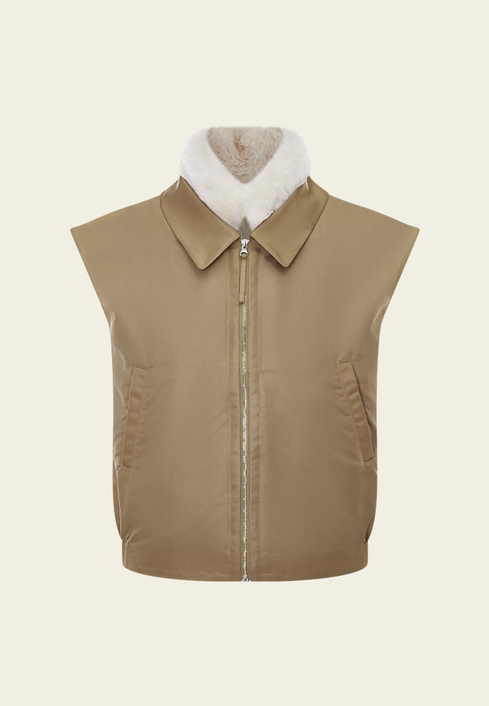 Fur-lining Zip-fastening Vest