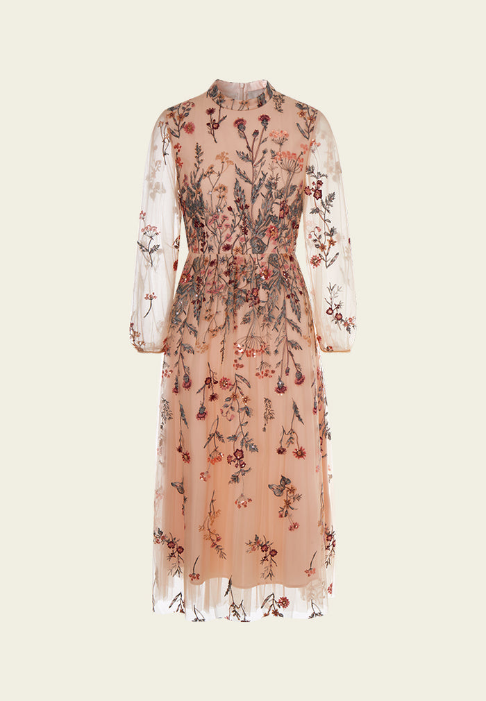 Fantasy Forest Embroidered Mesh Dress
