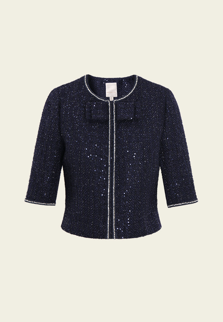 Noir Pailleté Bow Jacket