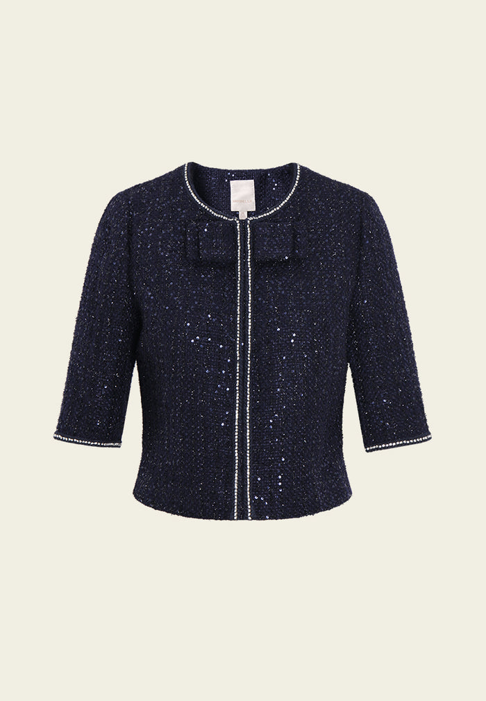 Noir Pailleté Bow Jacket