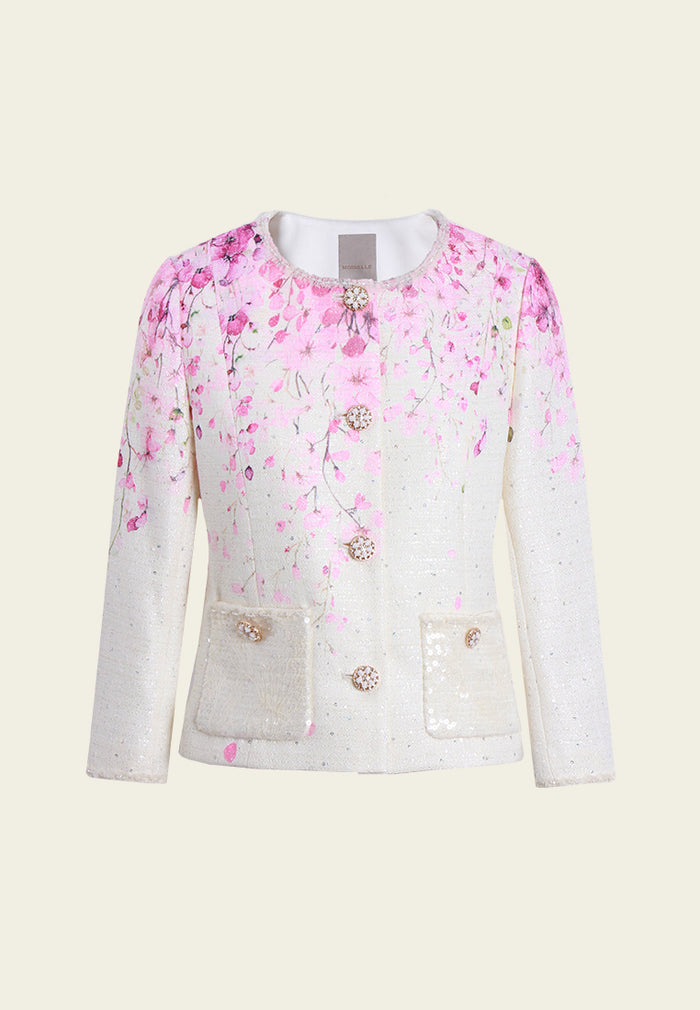 Flower Sequin Tweed Jacket