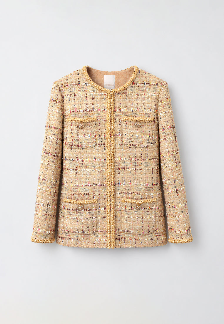 Beige Tweed Tresse Doré Jacket