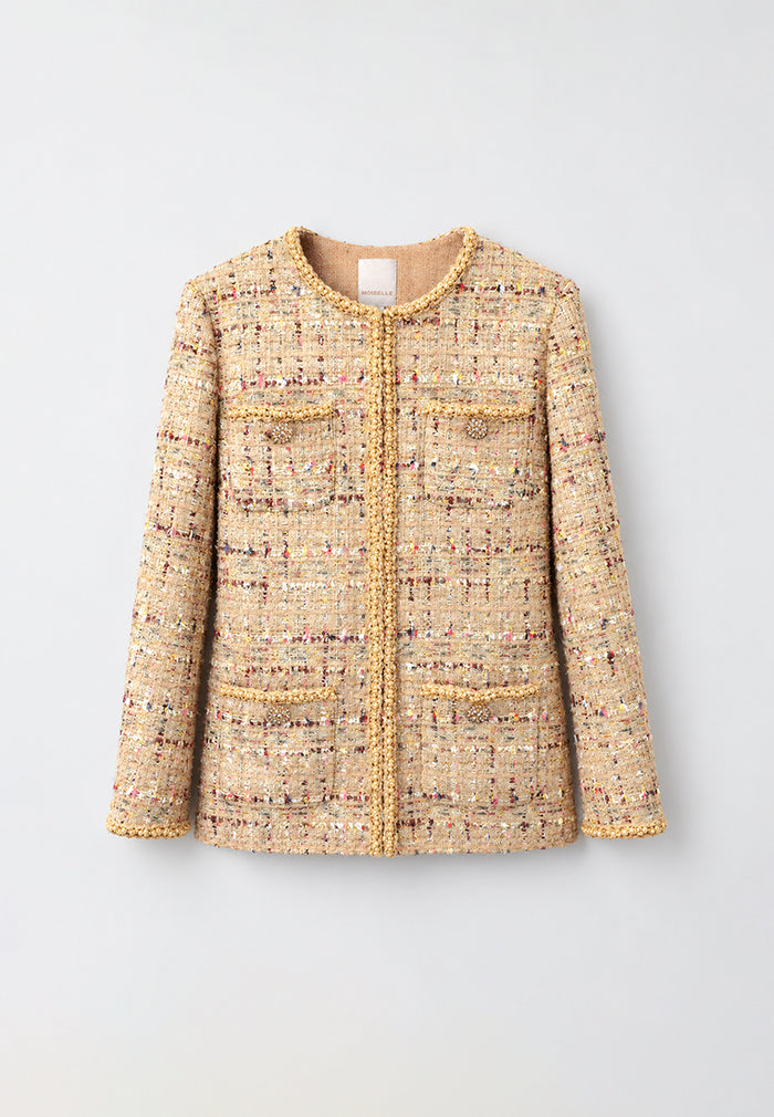 Beige Tweed Tresse Doré Jacket
