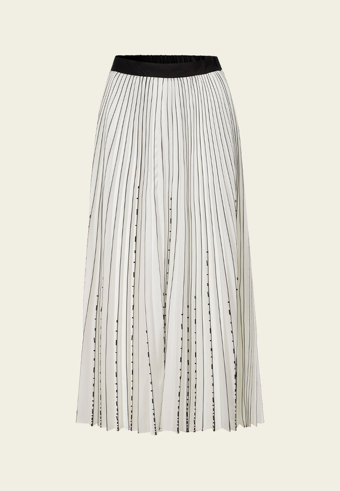 Beaded-detail Contrasting-trim Pleated Skirt