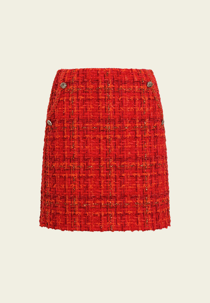 Rouge Éclat Buttoned Tweed Skirt