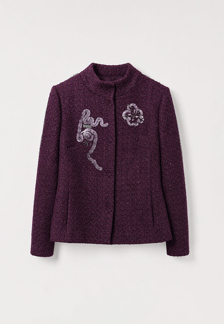 Violet Tweed Fun Fleur Jacket