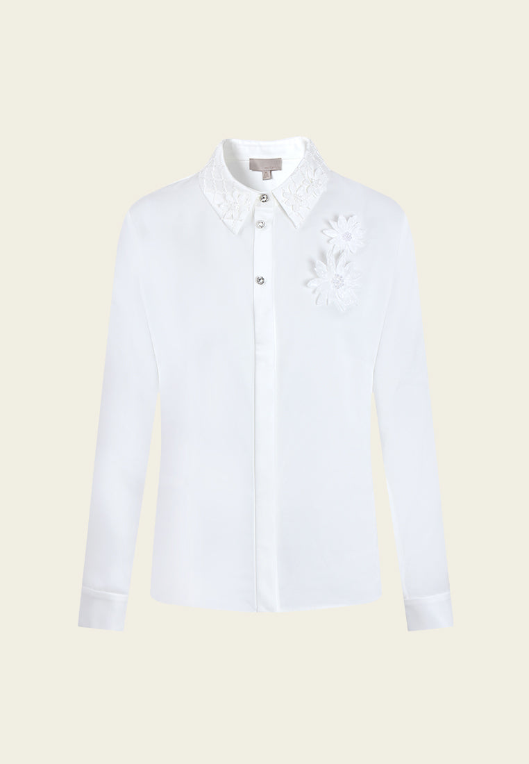 Fleur Lace Collar Embroidered Blouse