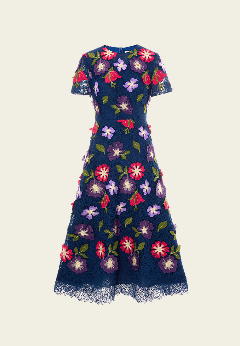 Appliqué Crochet-lace Maxi Dress