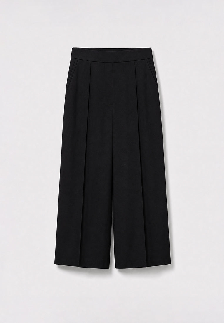 Noir Crêpe Plissé Culottes