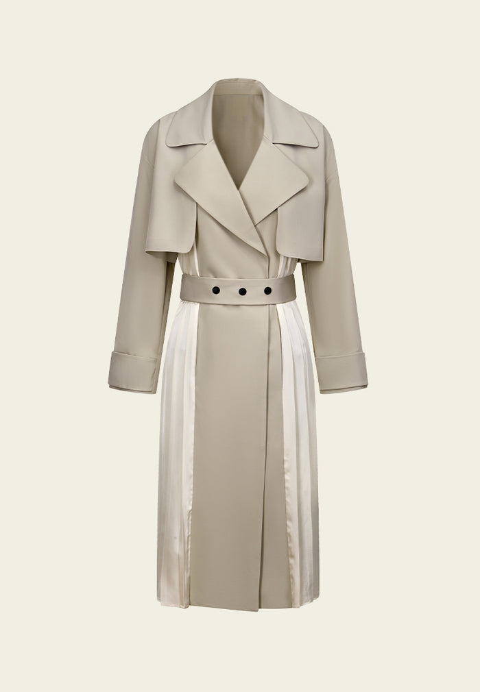 Jacket-detail Pleat-panelled Belted Dress