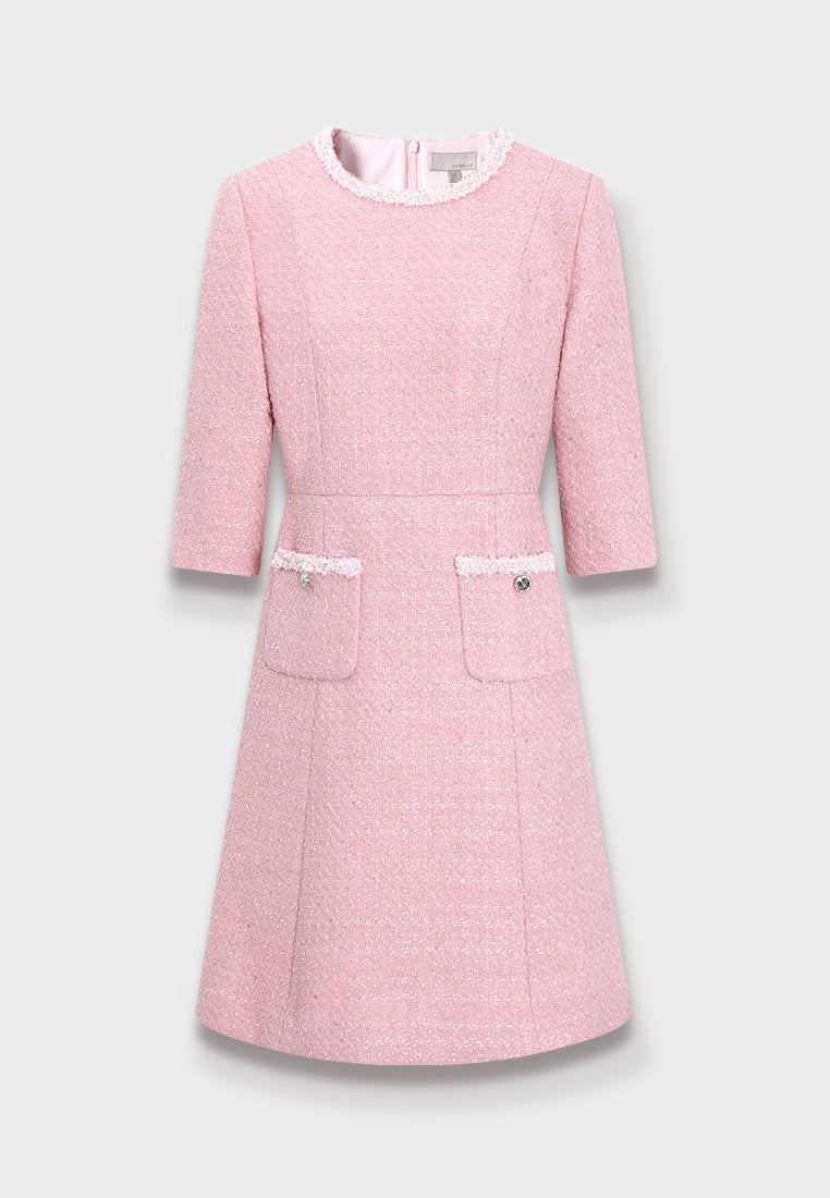 Rose Frange Tweed Dress