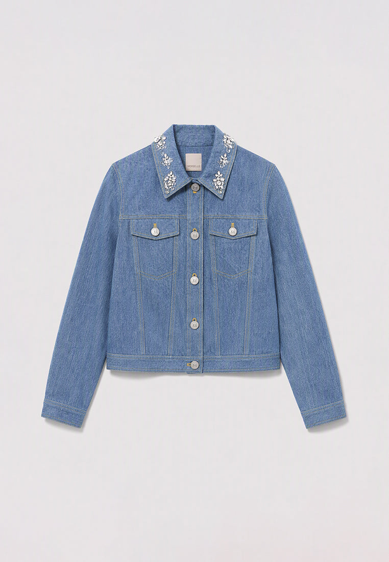 Bleu Denim Cristal Fleur Jacket