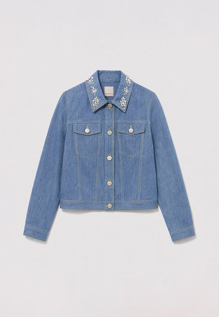Bleu Denim Cristal Fleur Jacket