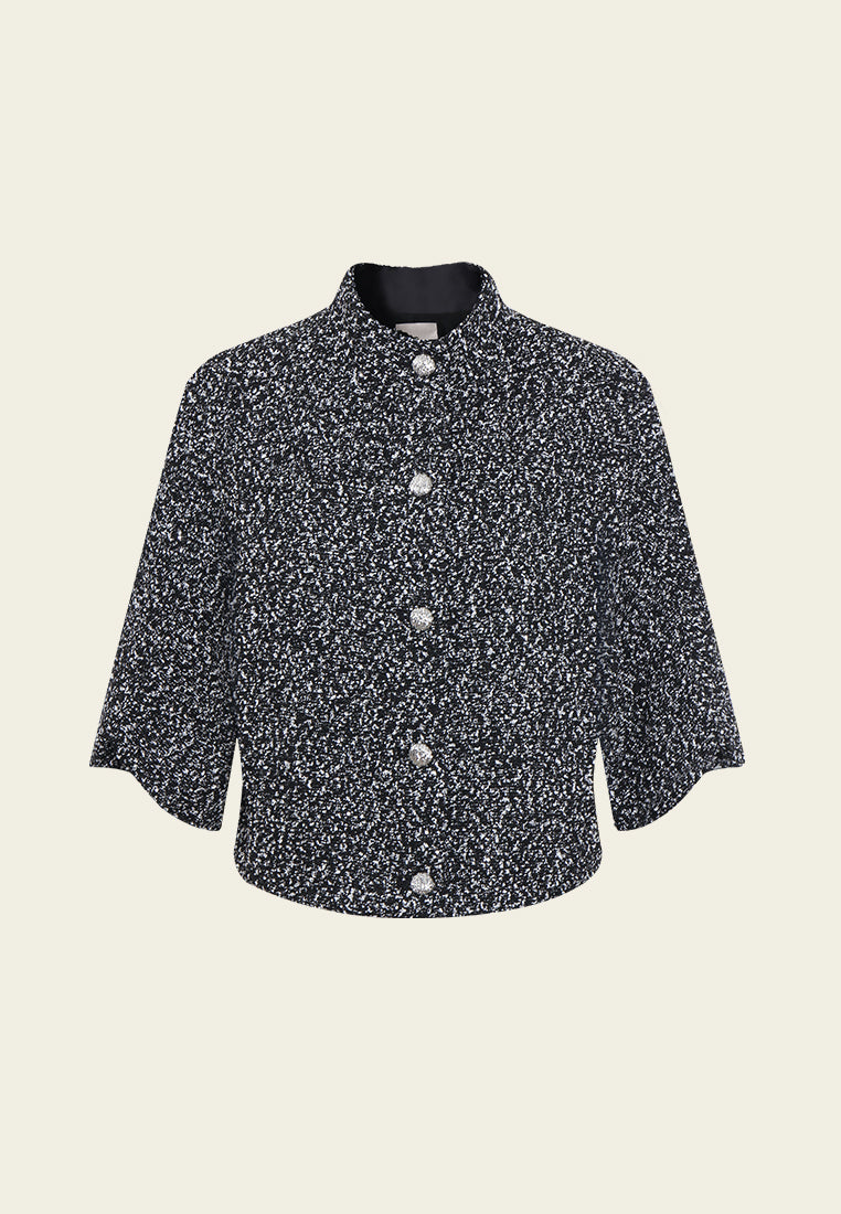 Speckle Texture Cropped Blouse