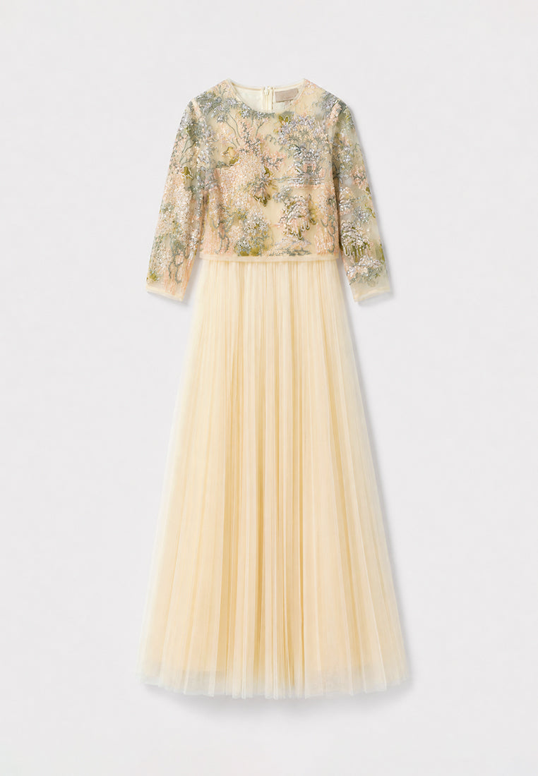 Beige Florale Poésie Gown