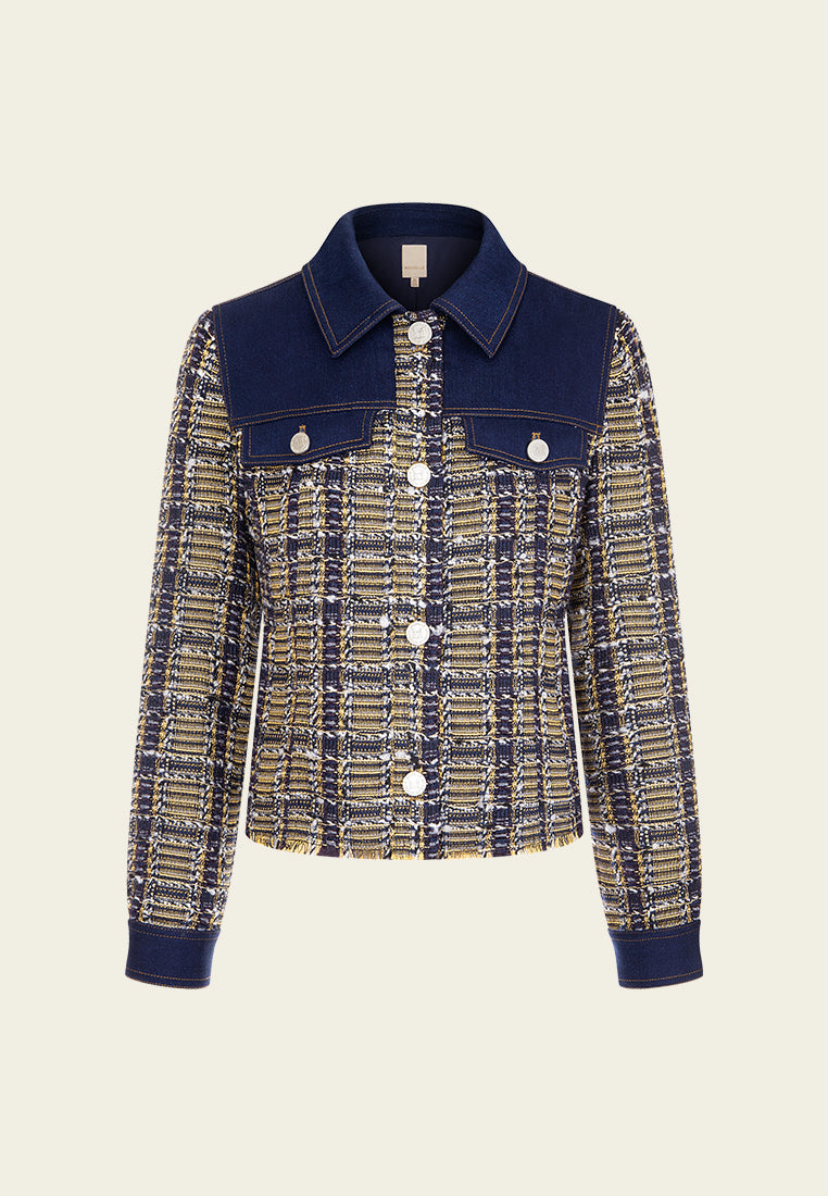 Patchwork Denim and Lurex Tweed Jacket