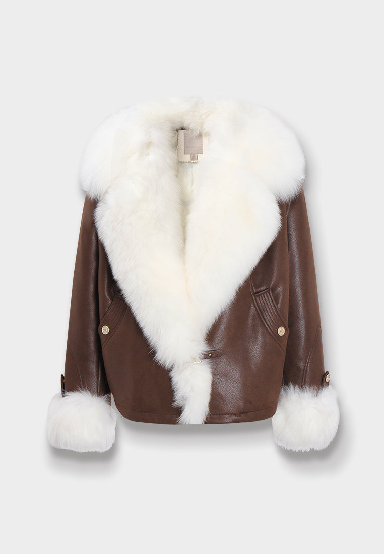 Frosted Brown Leather Fur Jacket