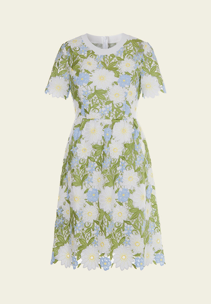 Green Floral Lace Midi Dress MOISELLE
