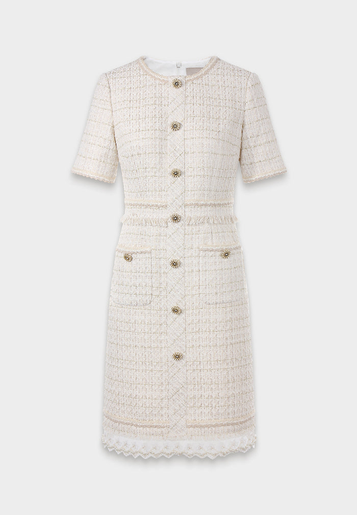 Ivory Tweed Elegance Dress