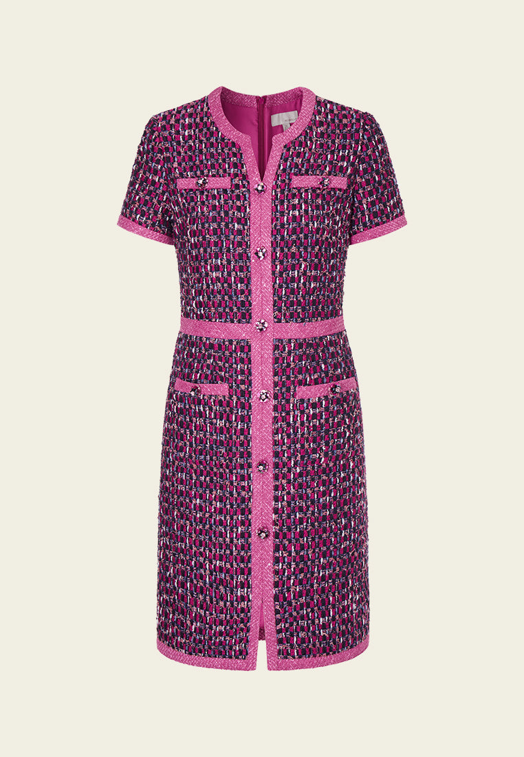 Fuchsia Lady Tweed Dress