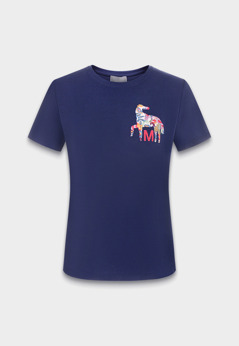Floral Horse Embroidery T-Shirt