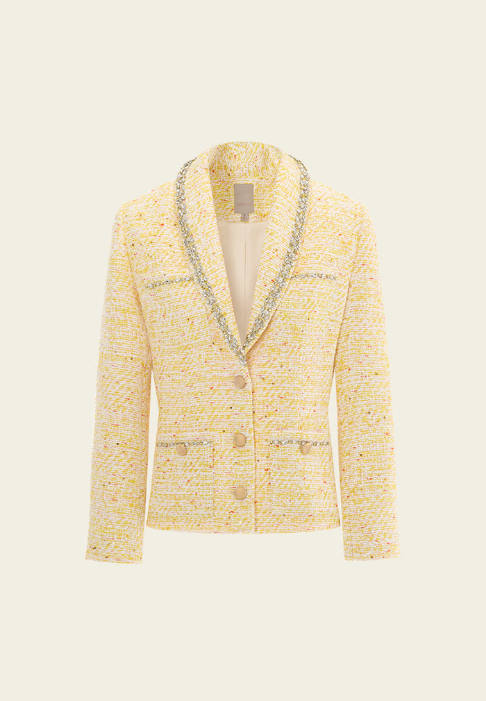 Crystal-detail Embellished Shawl-lapel Blazer