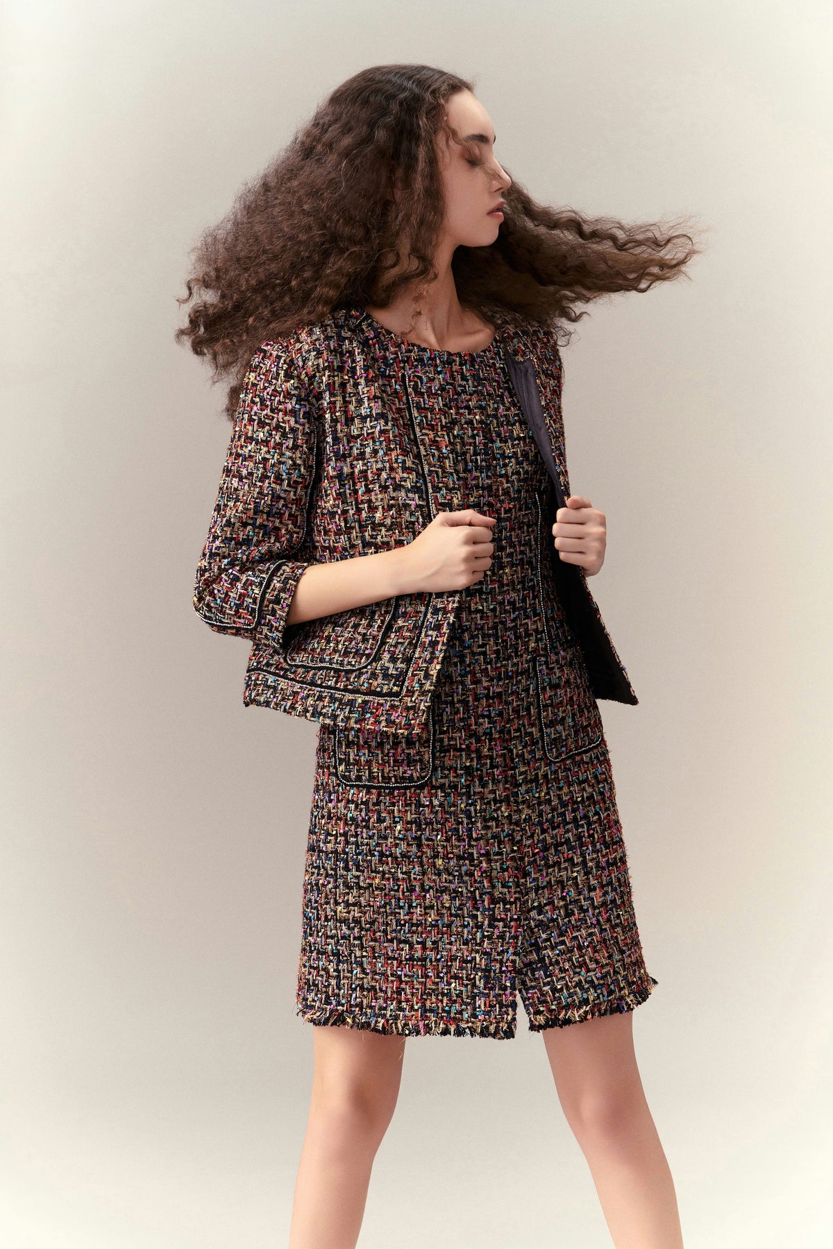 Chunky Woven Patch-pocket Tweed Jacket