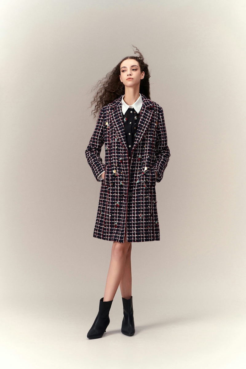 Modern Embellishment Tweed Coat