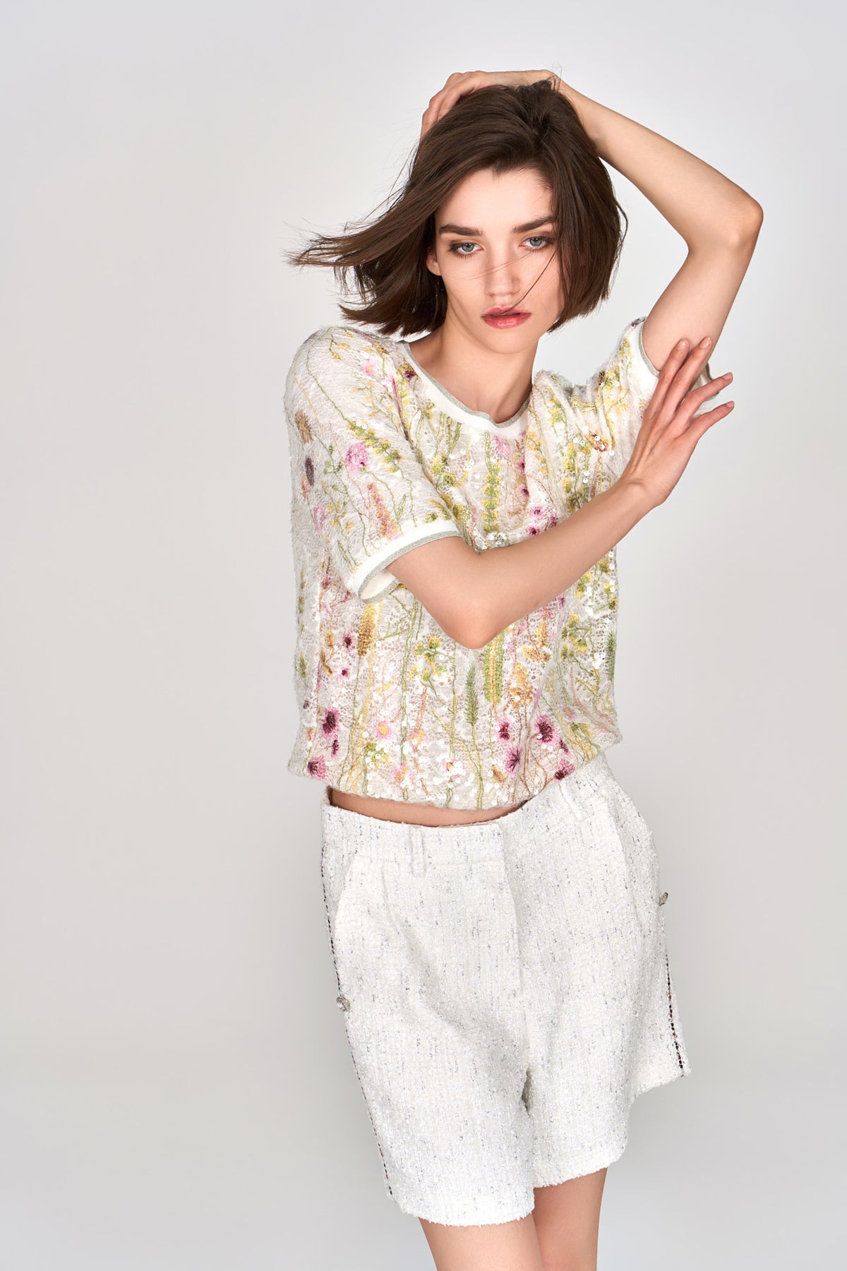 Floral Sequin Embroidered Lace Top