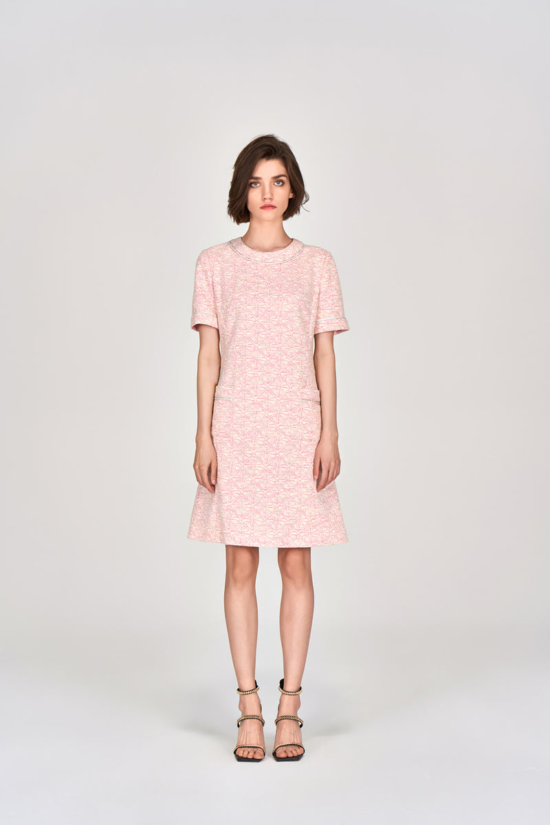 Digitized Pink Tweed Dress MOISELLE