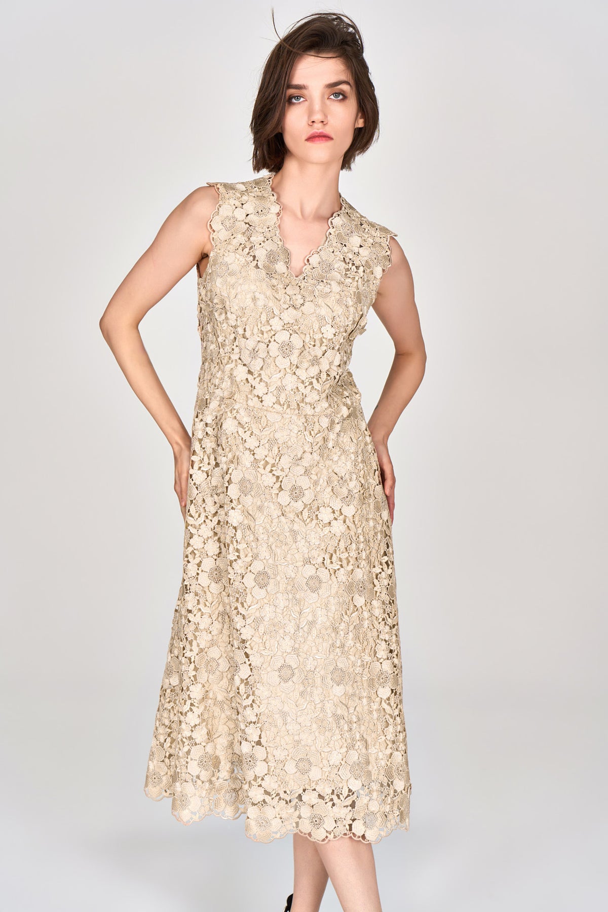 cream lace sleeveless dress Camille Cream Lace Dress | Dresses
