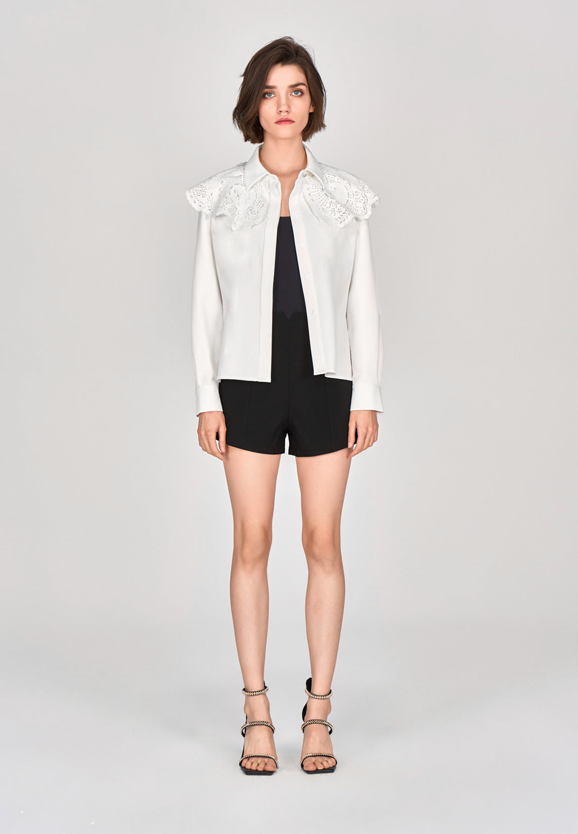 White Lace Peter Pan Collar Shirt