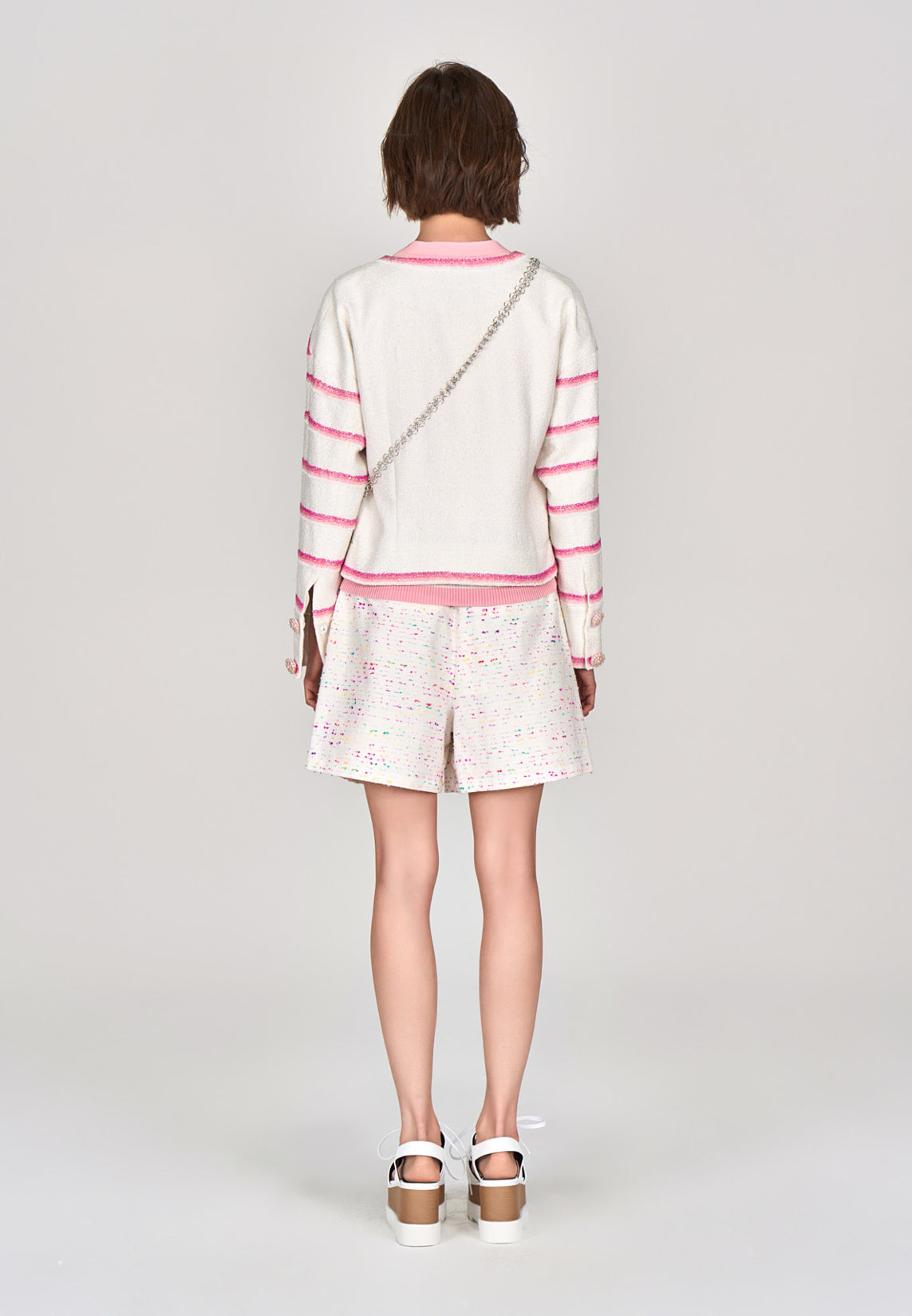 Pink Stripe White Tweed Jacket