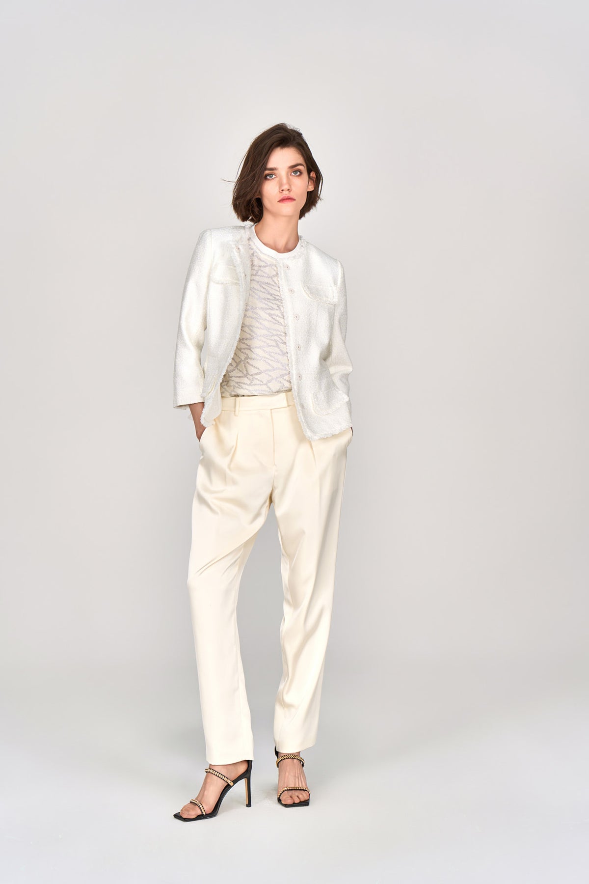 Signature White Four-pockets Tweed Jacket