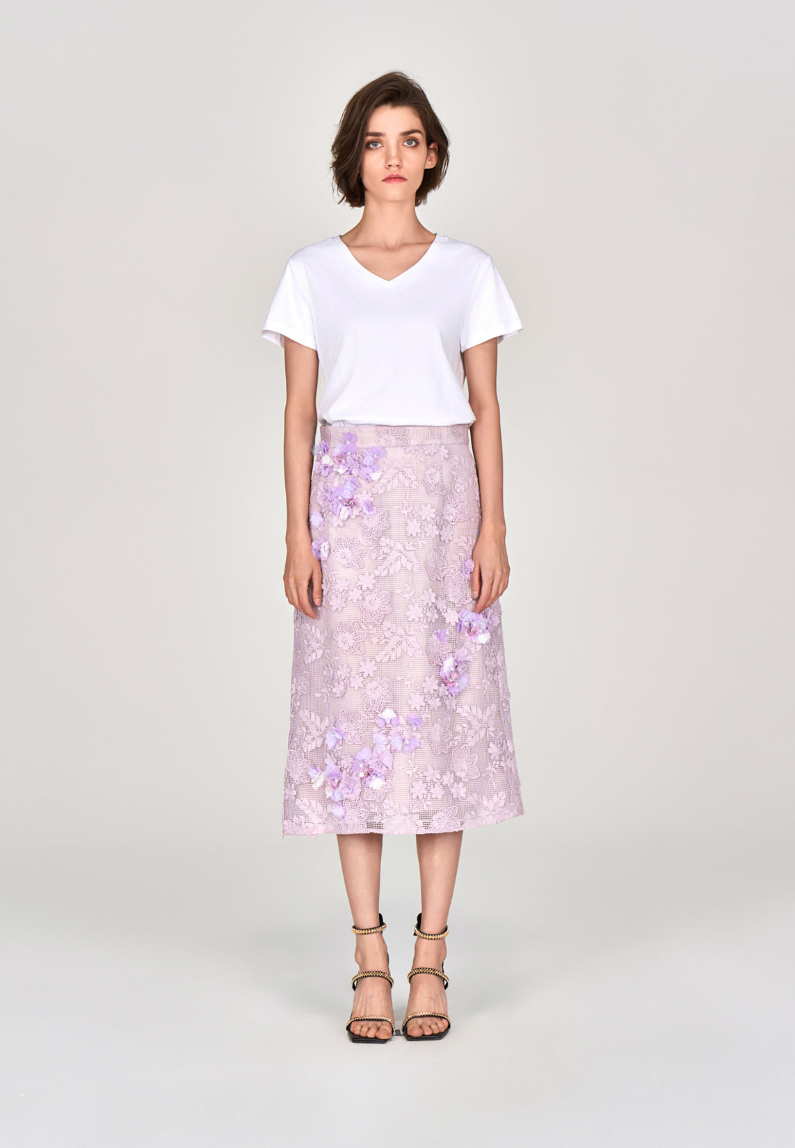 Lilac Lace Midi Skirt