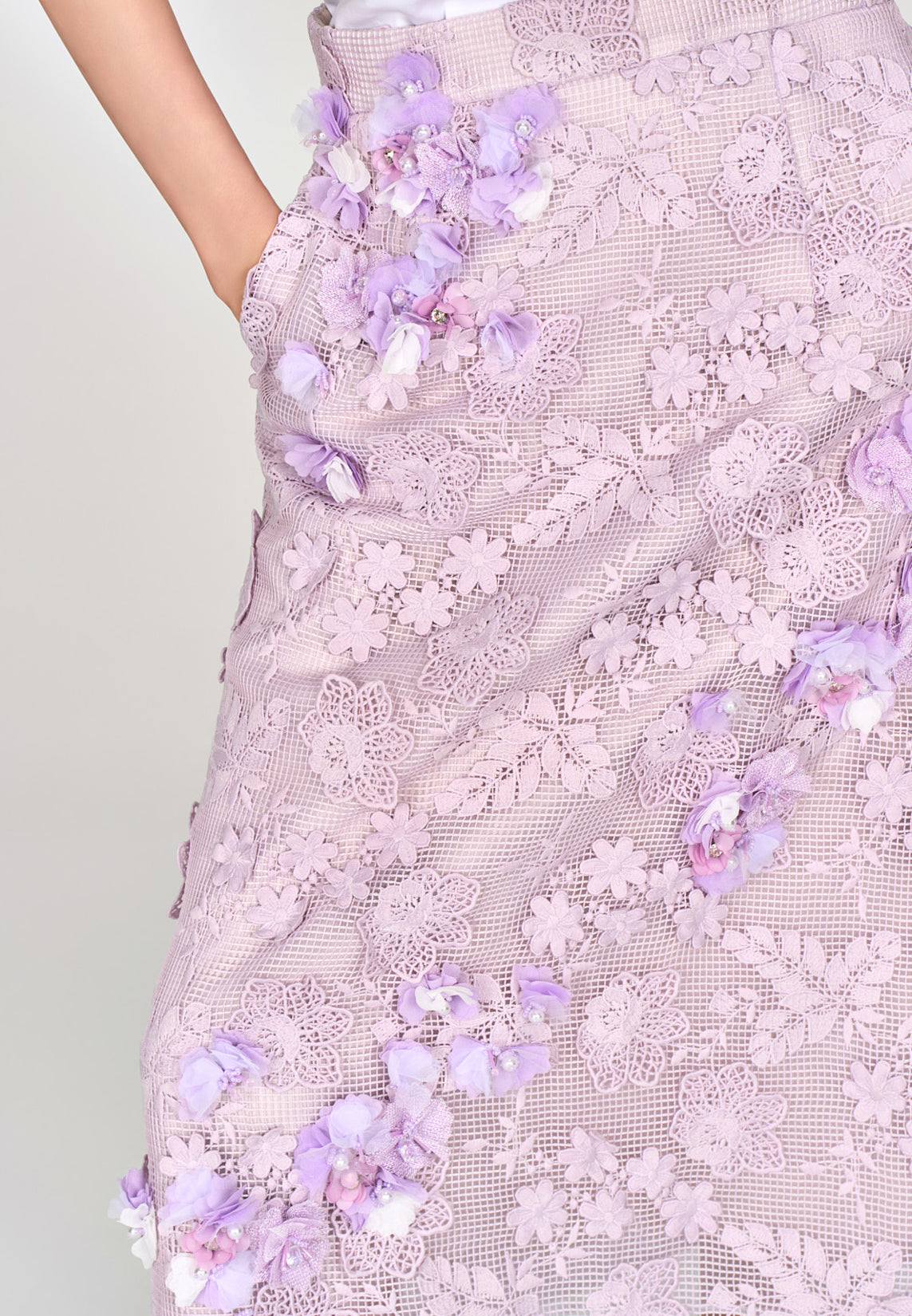Lilac Lace Midi Skirt