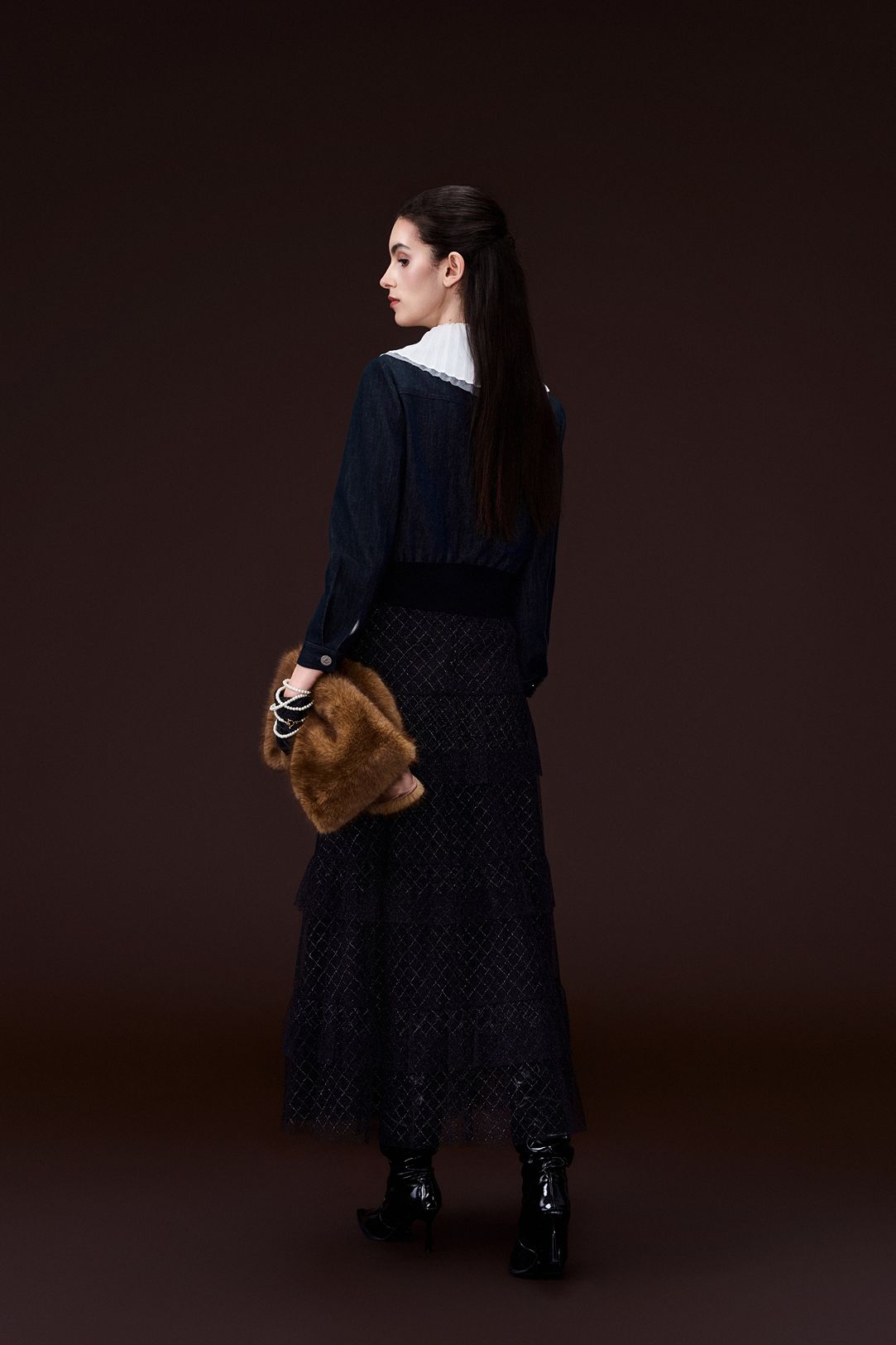 Contrasting-embellishment Denim Bomber Jacket