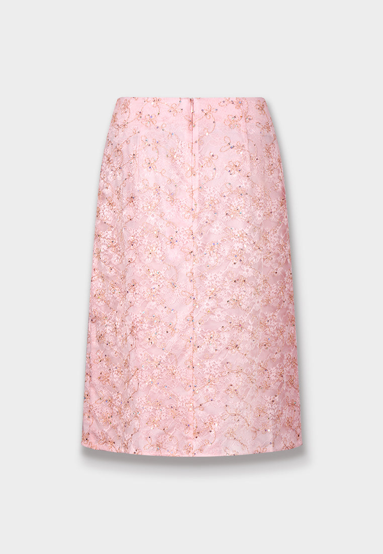 Blush Lace Embellished Skirt