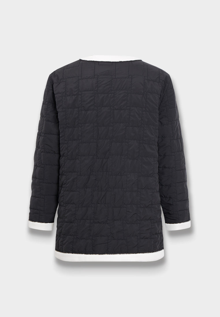 Noir Contrast Veste Matelassée