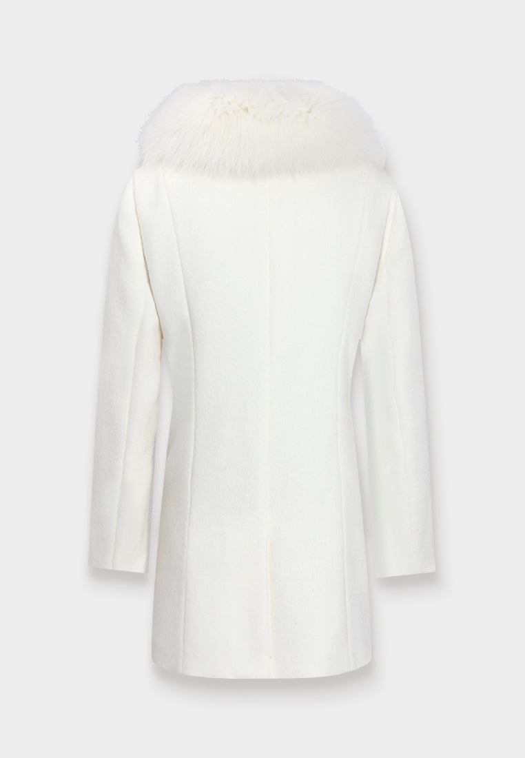 Éclat Neige Manteau à Col Fourrure