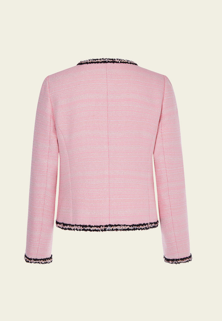 Black Trimmed Pink Tweed Jacket – MOISELLE
