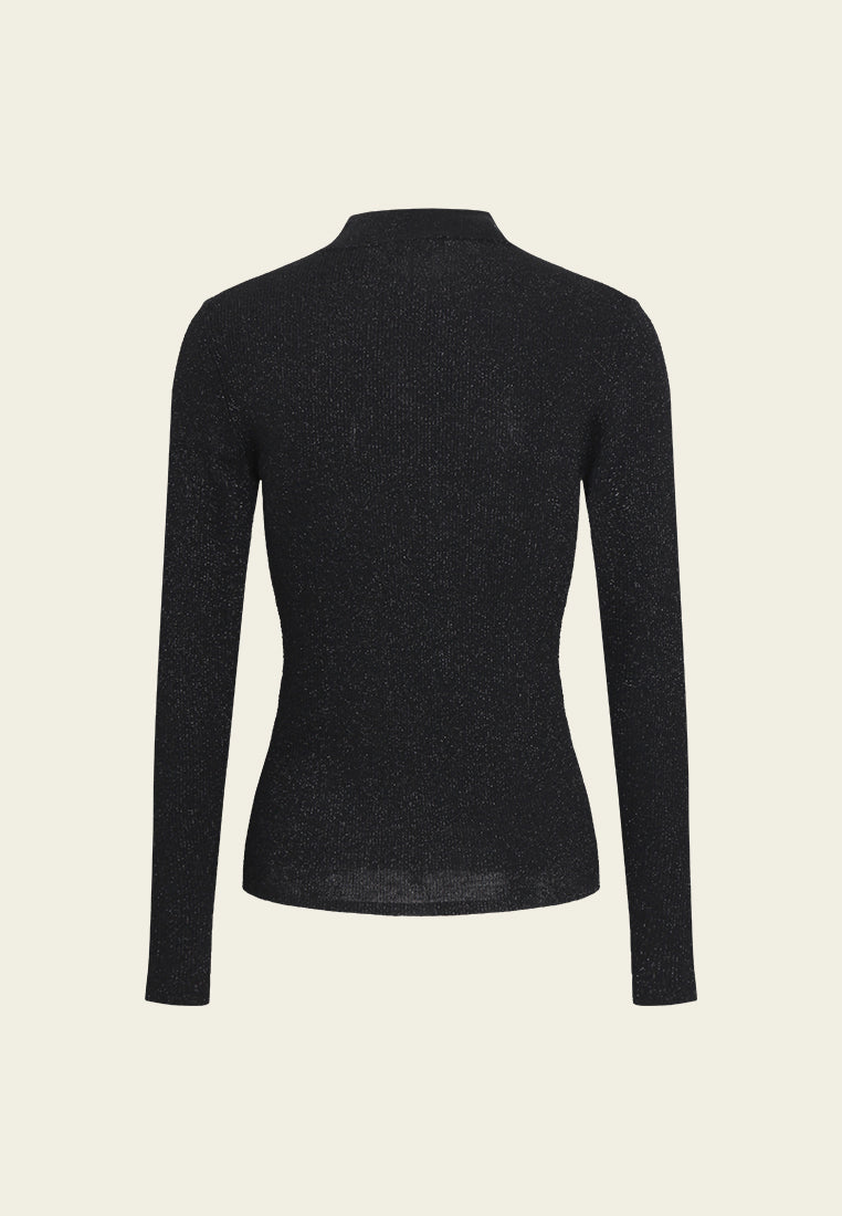 Ribbed Turtleneck Knit Sweater