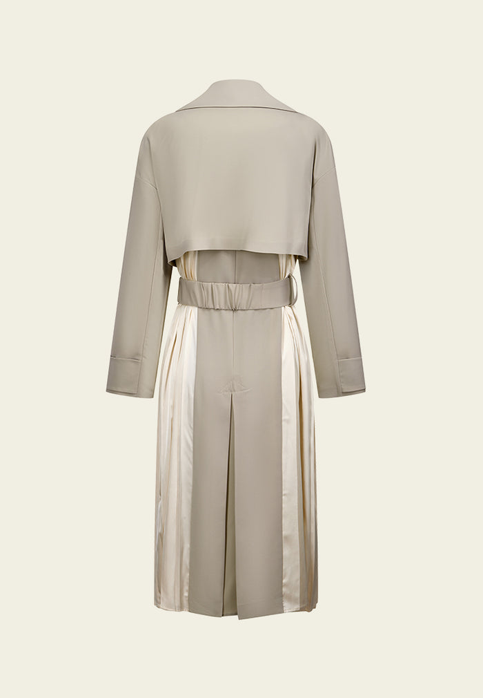 Jacket-detail Pleat-panelled Belted Dress