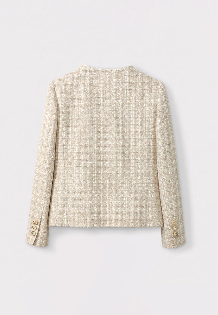 Beige Tweed Fleur Bijou Jacket