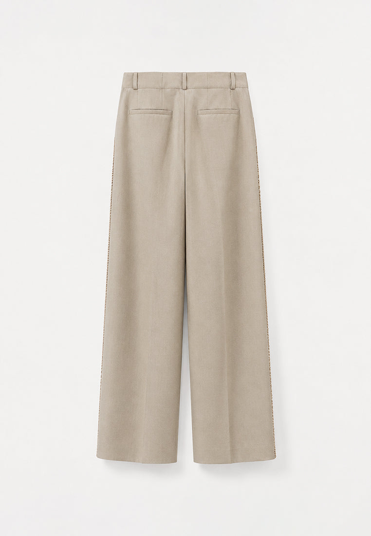 Champagne Galon Wide-Leg Trousers