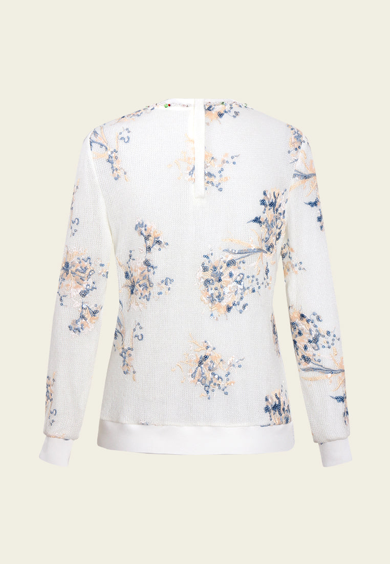 Embellished Floral-motif Sweatshirt